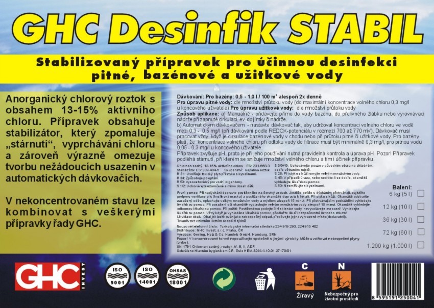 Chlórnan sodný stabilizovaný GHC Desinfik Stabil